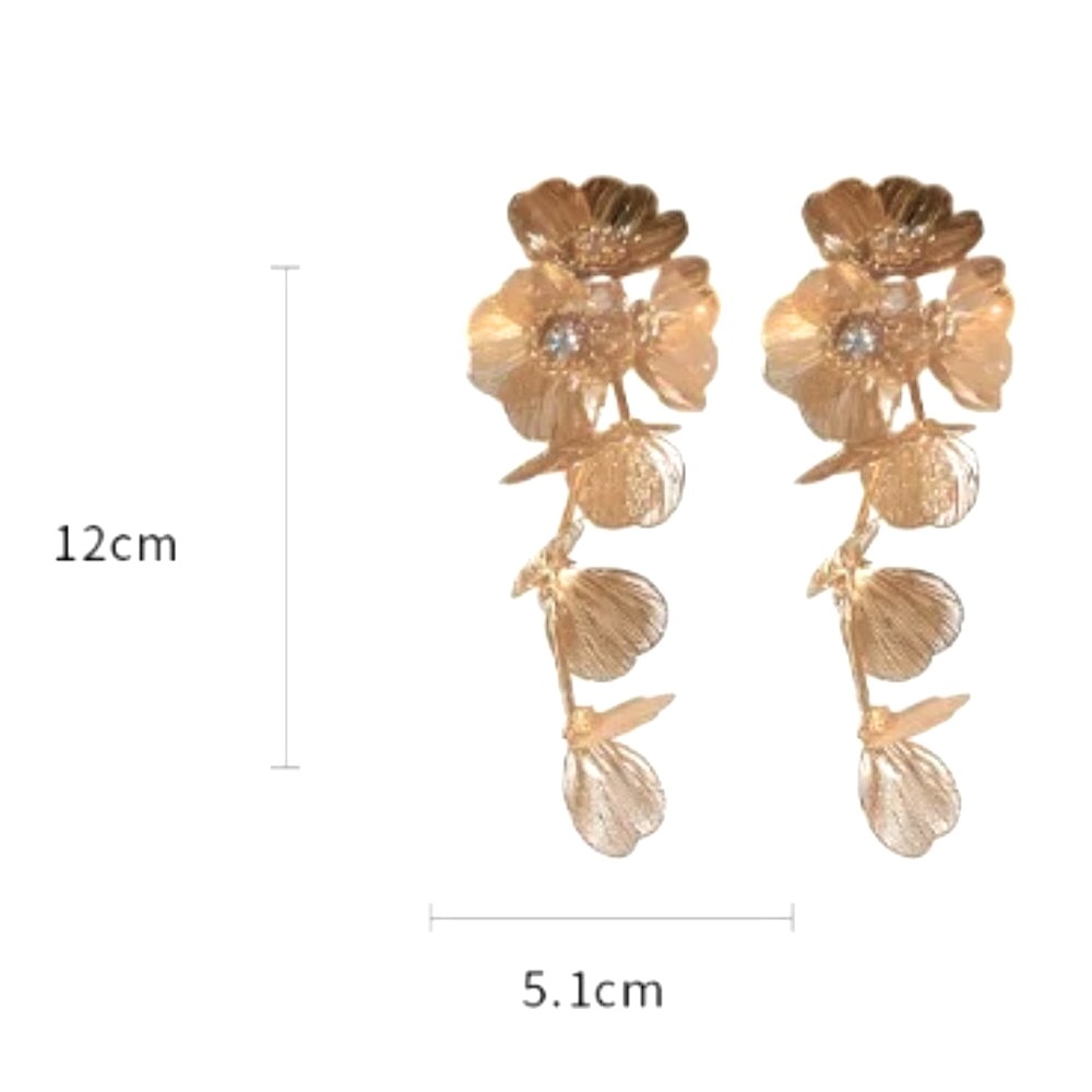 ๐50% OFF/3+...Gorgeous Statement Flower Dangle Earrings (Gold Color) - Picture 8 of 10